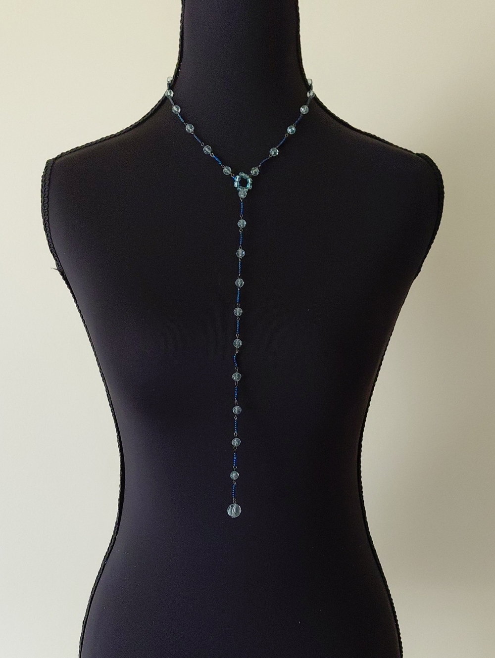 Delicate Blue Crystal Lariat Necklace - Women Jewelry